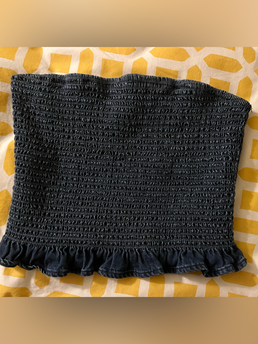 American Eagle Outfitters Black Smocked Tube Skirt with Ruffle Hem